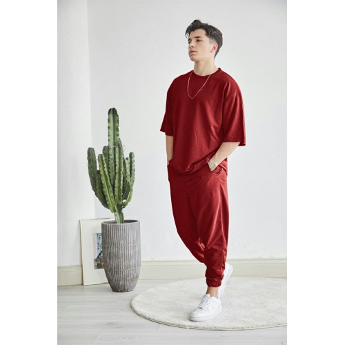 Комплект футболка штани Oversize Комплект футболка штани оверсайз бордовий