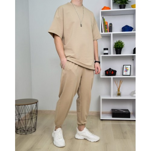 Комплект футболка штани Oversize бежевий Комплект футболка штани Oversize бежевий