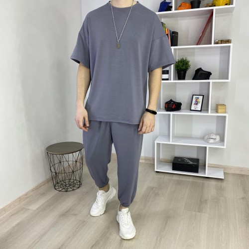 Комплект футболка штани Oversize сірий