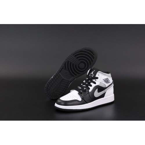 Nike Air Jordan Retro 1 Mid Lase Black White Grey Nike Air Jordan Retro 1 Mid Lase Black White Grey