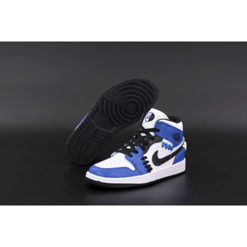 Nike Air Jordan Retro 1 Mid Laser Blue White Black Nike Air Jordan Retro 1 Mid Laser Blue White Black