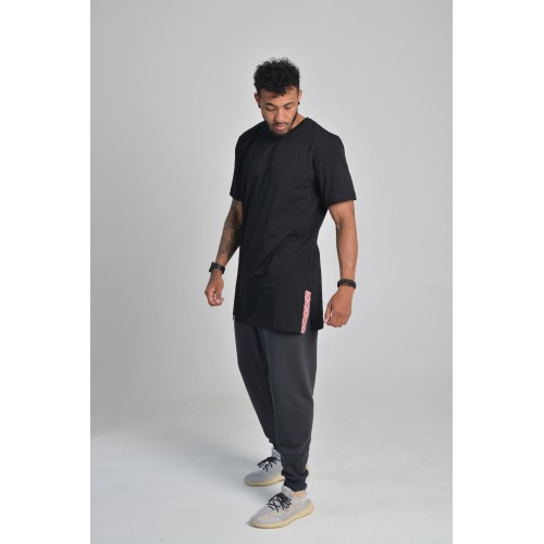 Футболка Long чорна з Українським орнаментом Hi Mate