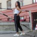 Укорочені штани з лампасами чорні