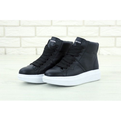 Кроссовки Alexander McQueen High-Tops Leather black Кроссовки Alexander McQueen High-Tops Leather black