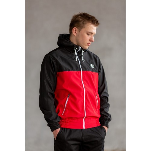 Мужская спортивная ветровка Black/Red